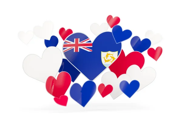 Flag of anguilla, heart shaped stickers — Stock Photo, Image