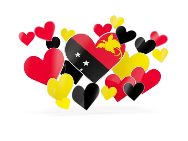 Flaga Papui-Nowej Gwinei, w kształcie serca naklejki — Zdjęcie stockowe