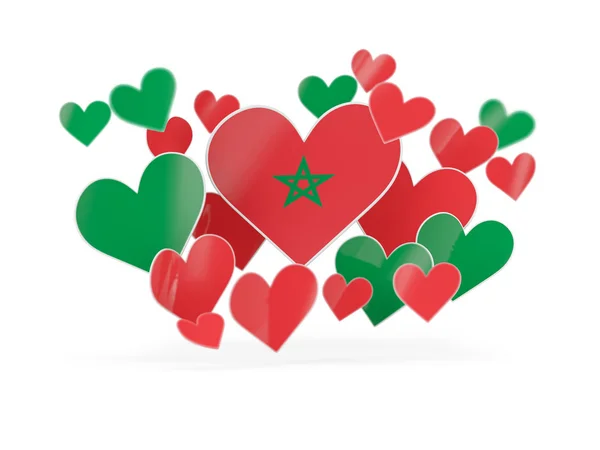 Bandiera del Morocco, adesivi a forma di cuore — Foto Stock