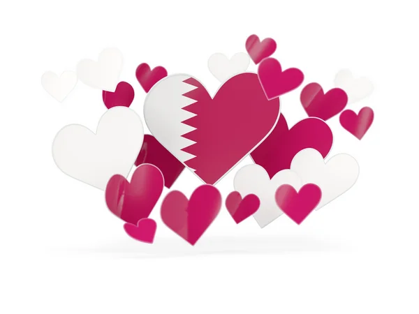 Bandera de qatar, pegatinas en forma de corazón — Foto de Stock