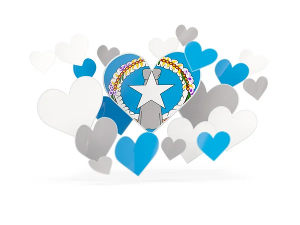 Vlag van Noordelijke Marianeneilanden, hartvormige stickers — Stockfoto