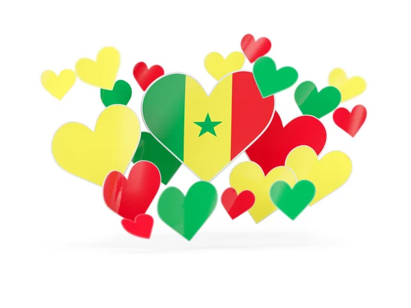 Flag of senegal, heart shaped stickers — Stock Photo, Image