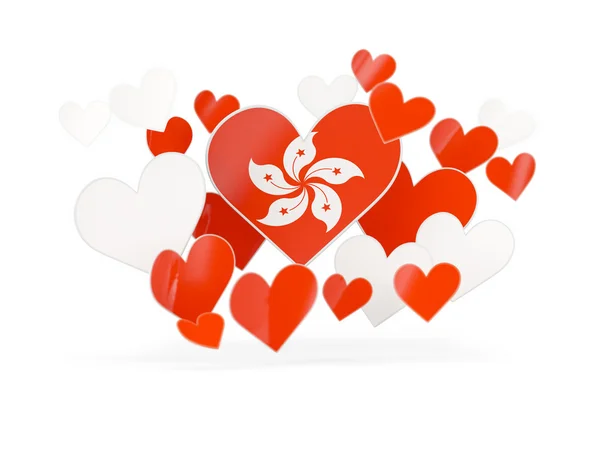 Flag of hong kong, heart shaped stickers — Stock Photo, Image