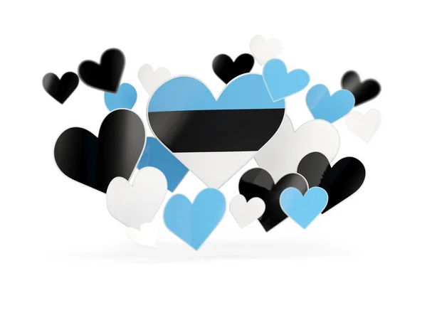 Bandera de estonia, pegatinas en forma de corazón —  Fotos de Stock