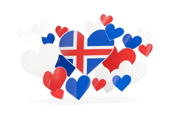 Flag of iceland, heart shaped stickers — Stock Photo, Image