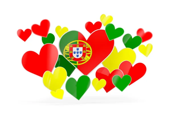 Bandeira de portugal, adesivos em forma de coração — Fotografia de Stock