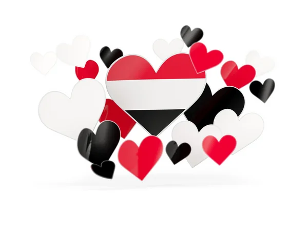 Flag of yemen, heart shaped stickers — Stock Photo, Image