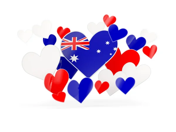 Flag of australia, heart shaped stickers — Stock Photo, Image