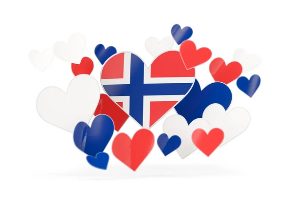 Flag of norway, heart shaped stickers — Stock Photo, Image