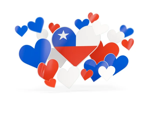 Vlag van Chili, hart gevormde stickers — Stockfoto