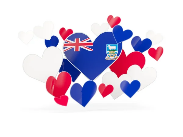 Flag of falkland islands, heart shaped stickers — Stock Photo, Image