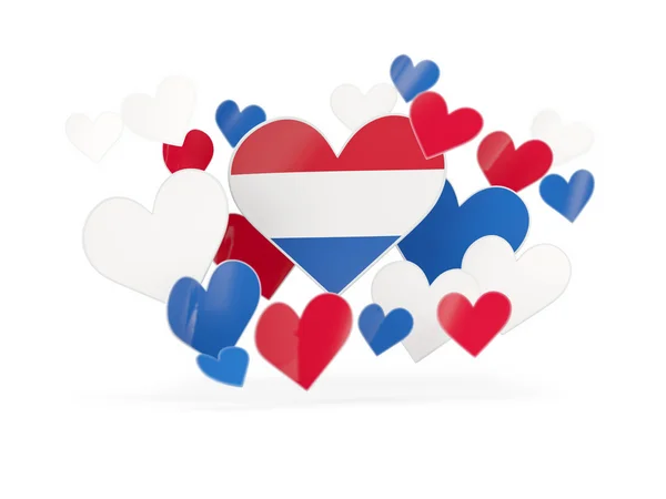 Bandiera dei Paesi Bassi, adesivi a forma di cuore — Foto Stock