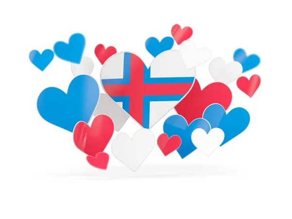 Bandiera delle isole Faroe, adesivi a forma di cuore — Foto Stock