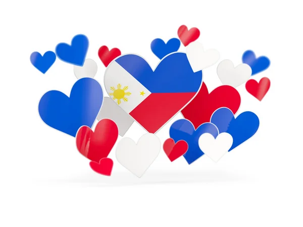 Flag of philippines, heart shaped stickers — Stock Photo, Image