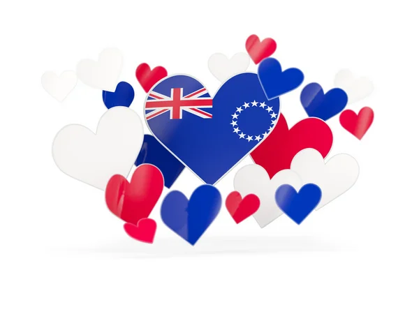 Flag of cook islands, heart shaped stickers — Stock Photo, Image