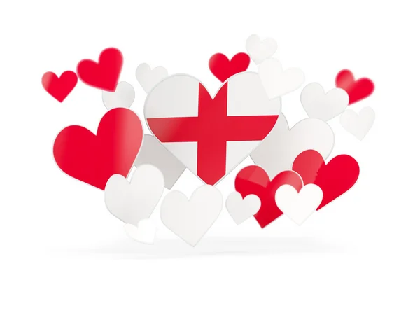 Flag of england, heart shaped stickers — Stock Photo, Image
