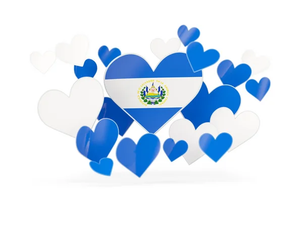 Flaga Salwadoru, naklejki w kształcie serca — Zdjęcie stockowe