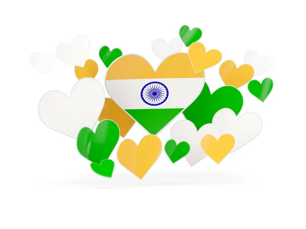 Прапор Індії, наклейки у формі серця — стокове фото