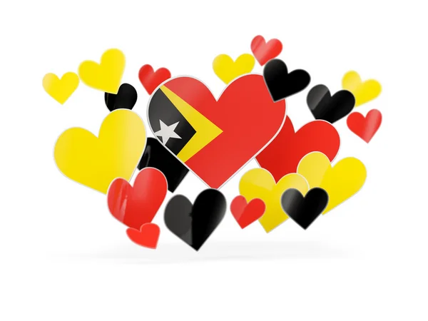 Flaga Timoru Wschodniego, naklejki w kształcie serca — Zdjęcie stockowe