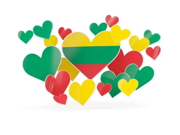 Bandeira de lithuania, adesivos em forma de coração — Fotografia de Stock