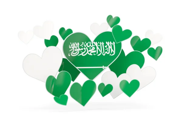 Flag of saudi arabia, heart shaped stickers — Stock Photo, Image