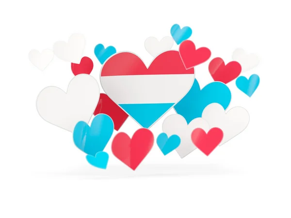 Bandera de luxembourg, pegatinas en forma de corazón —  Fotos de Stock