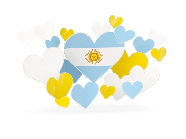 Flagga argentina, hjärtformade klistermärken — Stockfoto