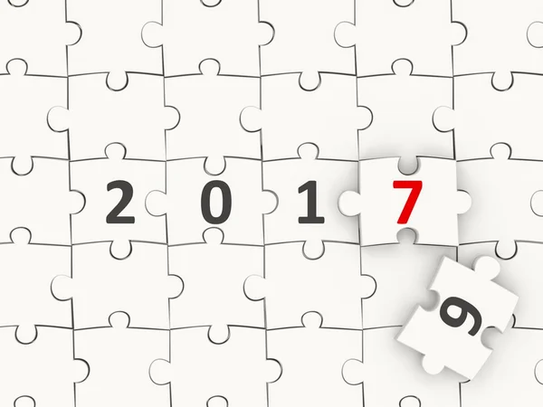 2017 Neujahrssymbol auf Puzzle — Stockfoto