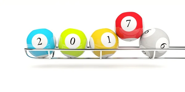 2017 Neujahr Lotteriekugeln isoliert auf weiß — Stockfoto
