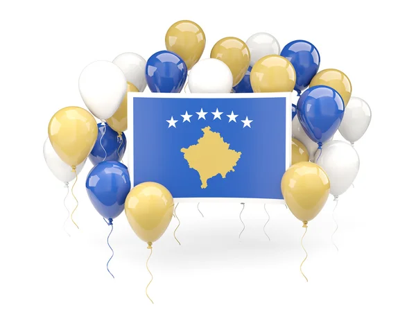 Bandeira de kosovo com balões — Fotografia de Stock