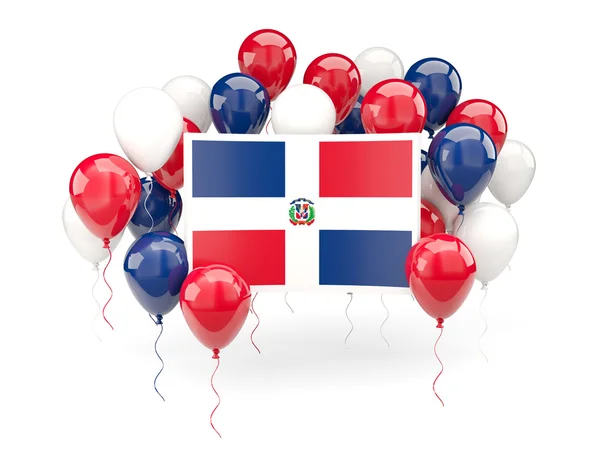Drapeau de la République dominicaine avec ballons — Photo