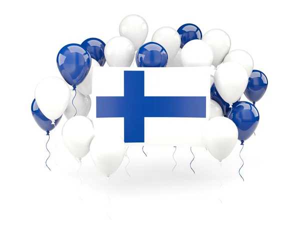 Flagga finland med ballonger — Stockfoto