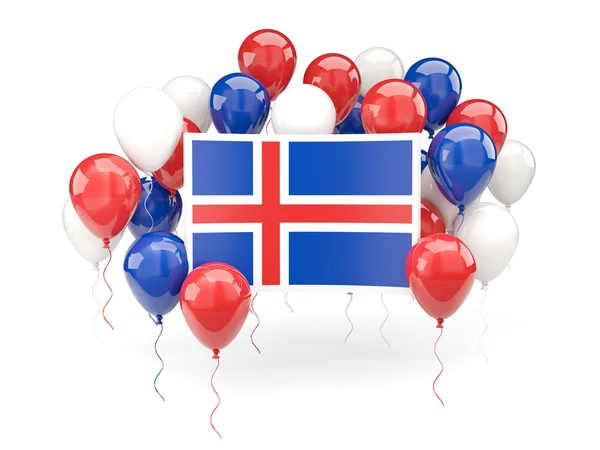 Flagge von Island mit Luftballons — Stockfoto
