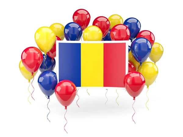 Флаг Румынии с воздушными шарами — стоковое фото