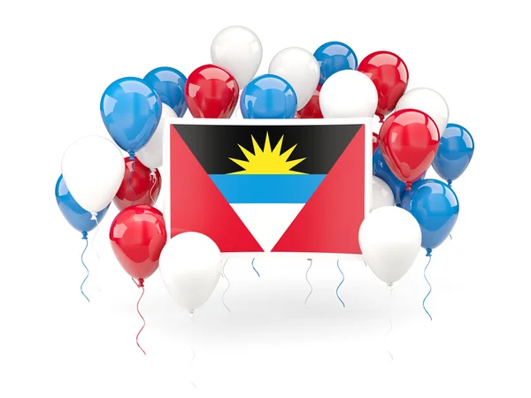 Flag of antigua and barbuda with balloons — Stock Photo, Image