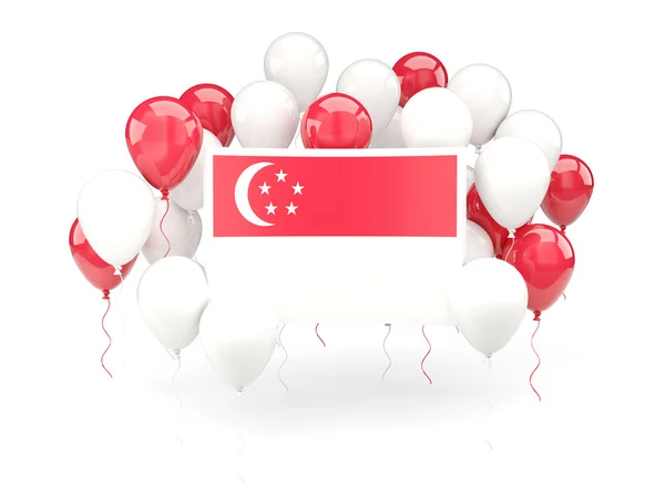 Bendera Singapore dengan balon — Stok Foto