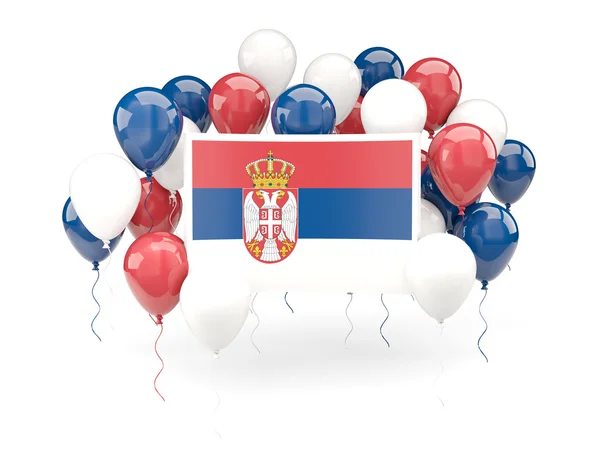 Bandera de serbia con globos — Foto de Stock