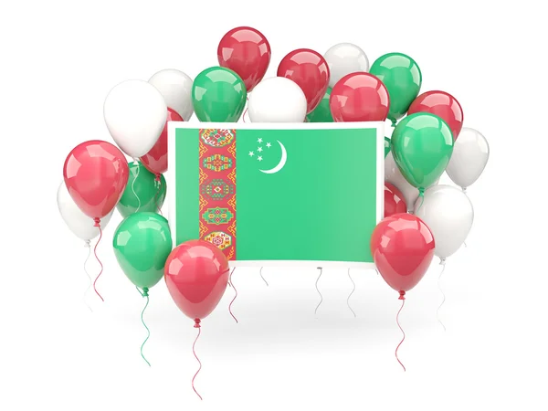 Turkmenistan flagga med ballonger — Stockfoto