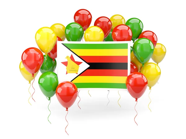 Bandera de zimbabwe con globos — Foto de Stock