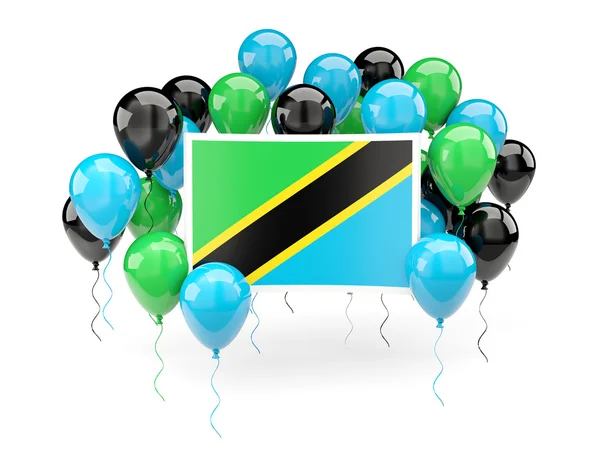 Flag of tanzania with balloons — Stock Photo, Image