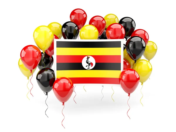 Flaggan i uganda med ballonger — Stockfoto