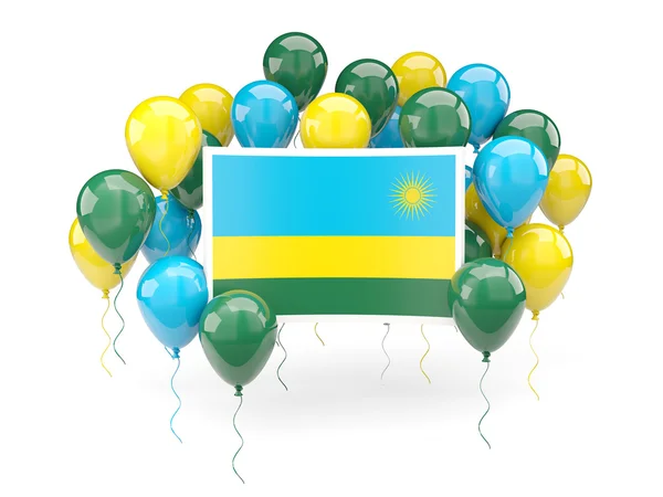 Flag of rwanda with balloons — Stock Photo, Image