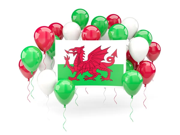 Vlag van wales met ballonnen — Stockfoto