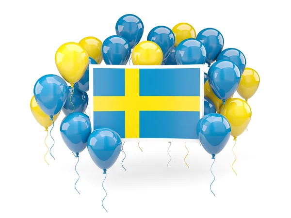 Прапор Швеції з повітряними кульками — стокове фото
