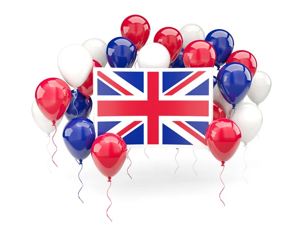 Vlajka Spojeného království s balónky — Stock fotografie