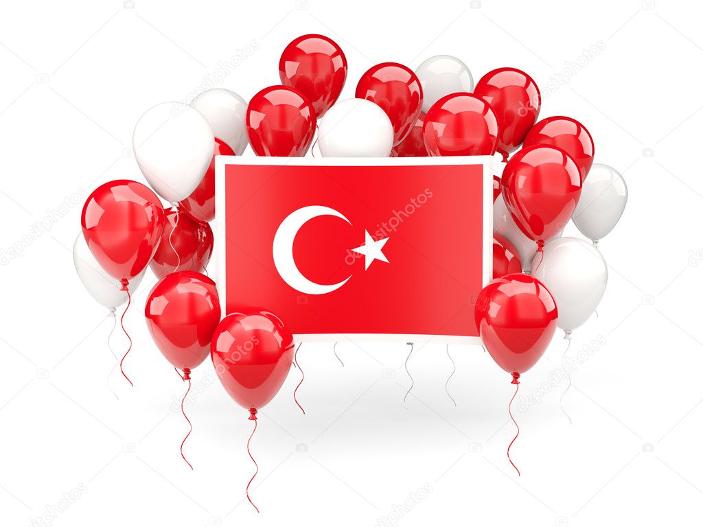 Flagga av Turkiet med ballonger — Stockfotografi ...