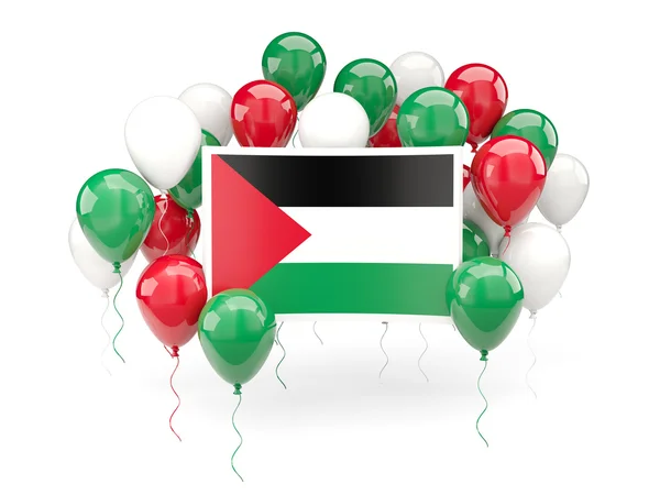 Bandeira do território palestiniano com balões — Fotografia de Stock