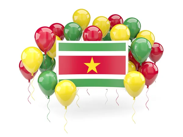 Surinams flagga med ballonger — Stockfoto