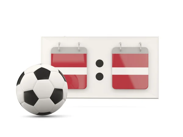 Vlajka Lotyšska, fotbal s vysvědčení — Stock fotografie