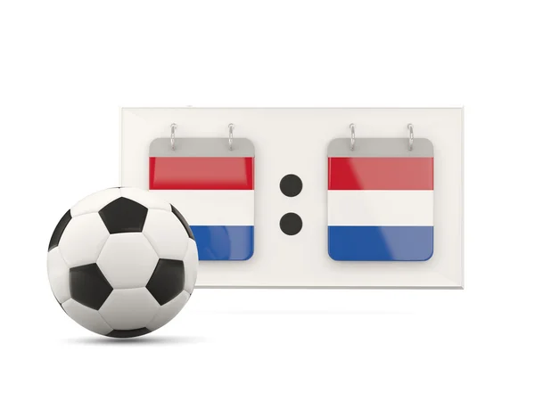 Σημαία των κάτω χωρών, ποδόσφαιρο με τον πίνακα αποτελεσμάτων — Φωτογραφία Αρχείου